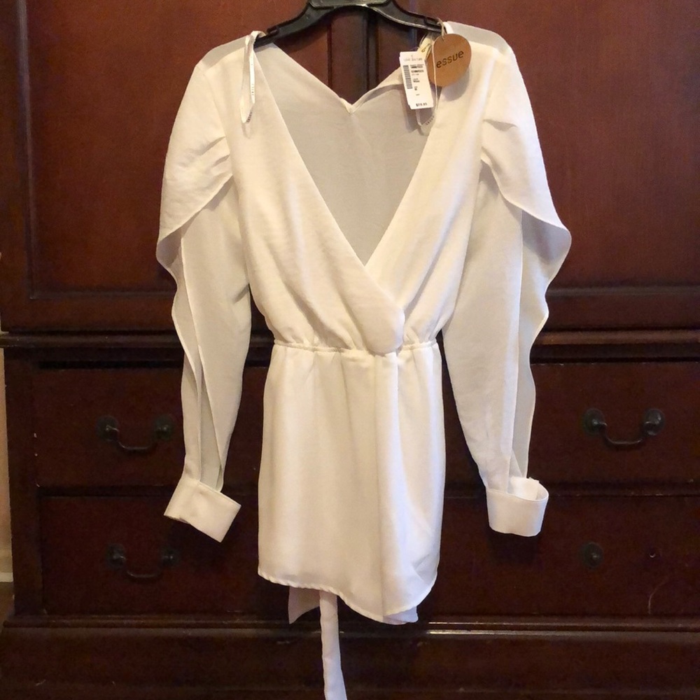 Sheer white chiffon romper